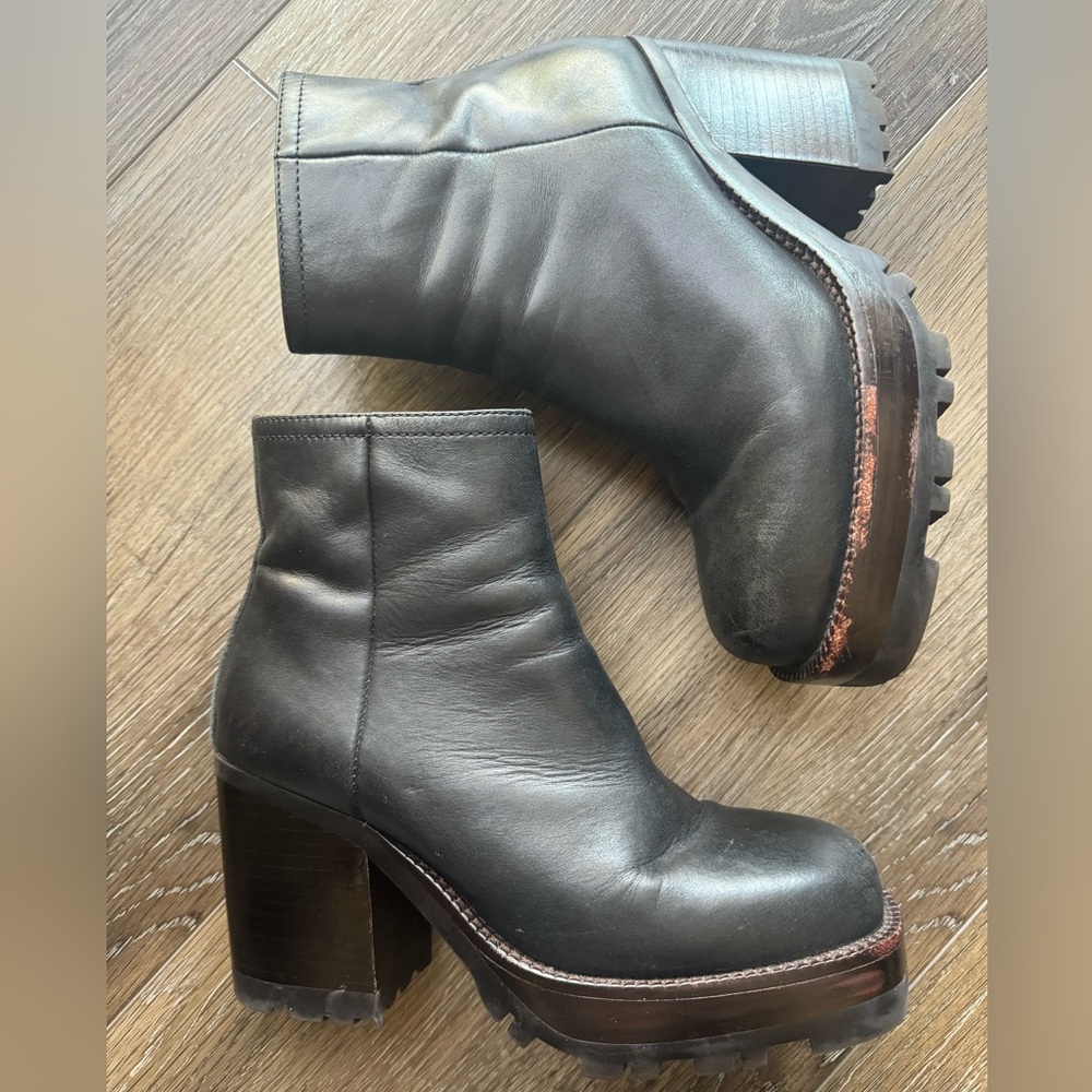 Jeffrey Campbell Black Heeled Boots with Chunky Block Heel